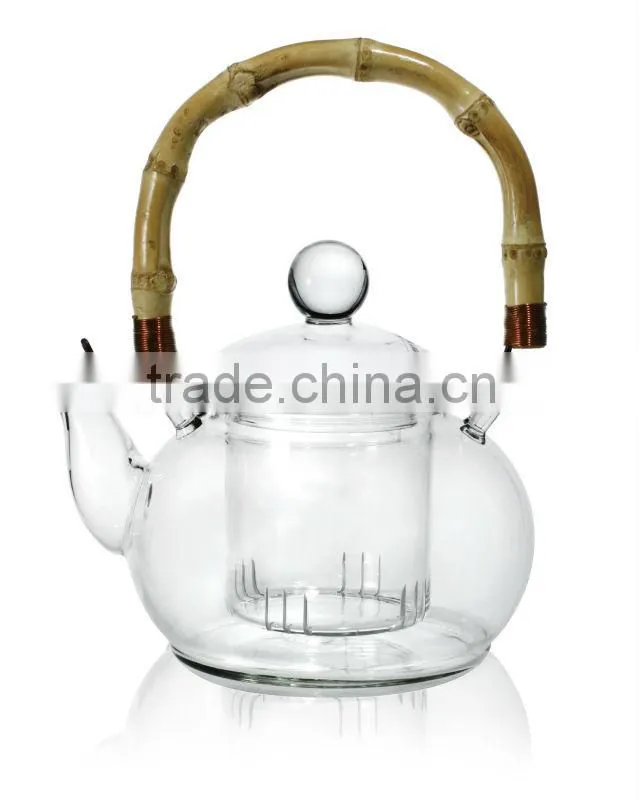glass teapot with bamboo handle
