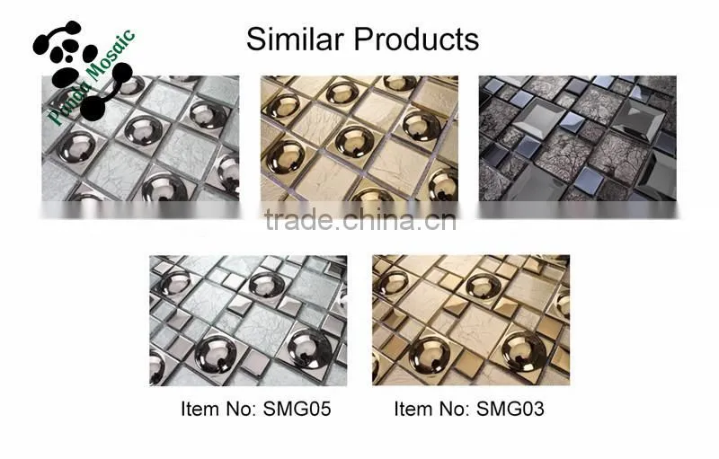 SMG04 elegant silver foil wallpaper hand cut wall tile design picture silver mosaic waterproof glass mosaic wall