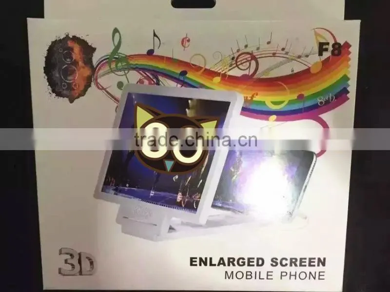 2015 New high quality 3D HD Mobile Cell Phone Screen Magnifier with horn