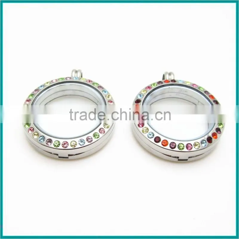 colorful crystal lockets floating charm