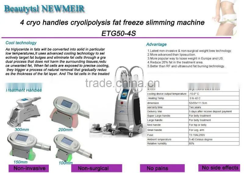 4 handle cryotherapy fat removal cryogenic freeze machinery medical cryo spa equipment