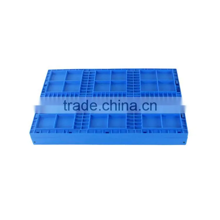 Plastic turnover storage folding box with hinged lid Vegetable crate folding