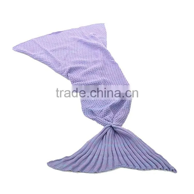 China supplier low MOQ kids children knitted mermaid tail blanket