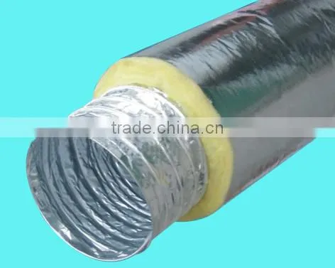Hydroponics Acoustic insulated flexible duct with aluminum foil yellow fiberglass for Greenhouse air ducting ventilation system