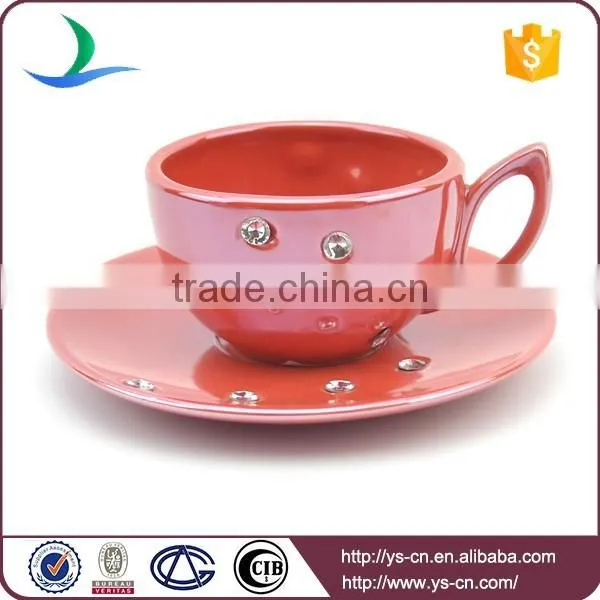Acryl diamond red ceramic tea set
