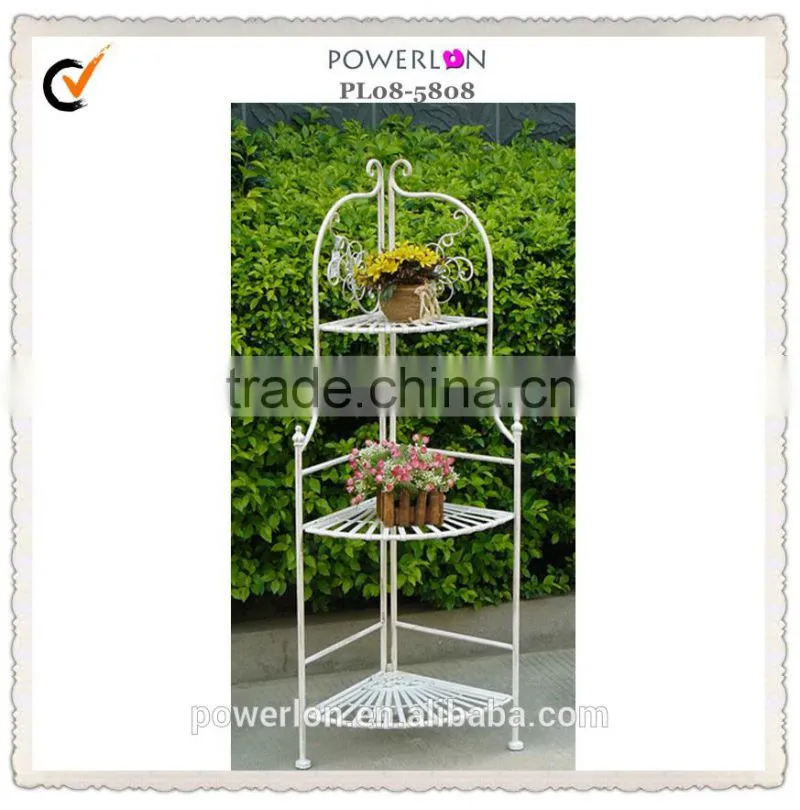 Very Nice Classical Vintage Outdoor Decorative Wrought Irons Antirust Small Folading Metal Rolling Shelf Unit