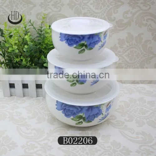 ceramic microwave oven bowl set,3pcs ceramic fresh bowl,3pcs preservation bowl,japanese noodle bowls with lids