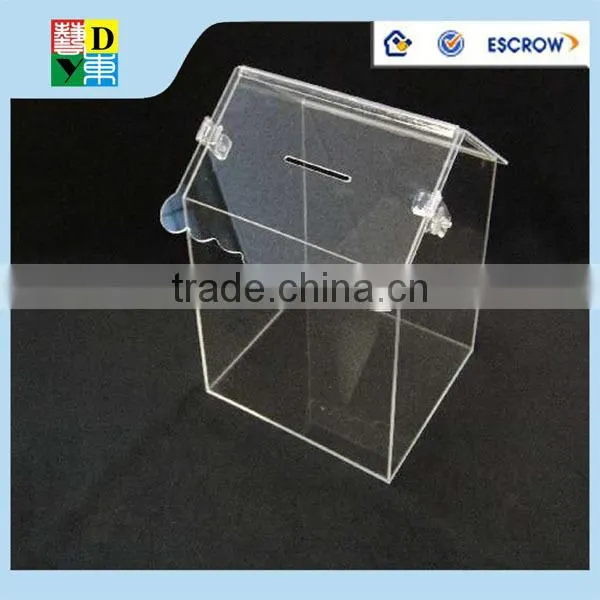 2015 simple design acrylic donation box acrylic custom design donation box PMMA material donation box