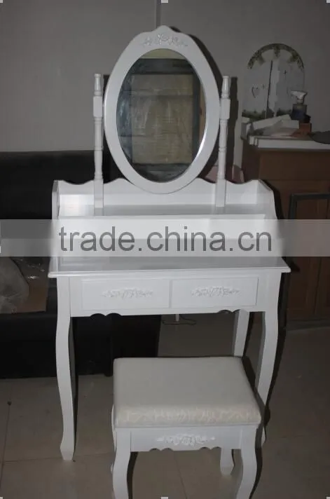 Home Furniture Dressing Table Set, Bedroom Dresser with Mirror and Bench, Wooden make up Table Set
