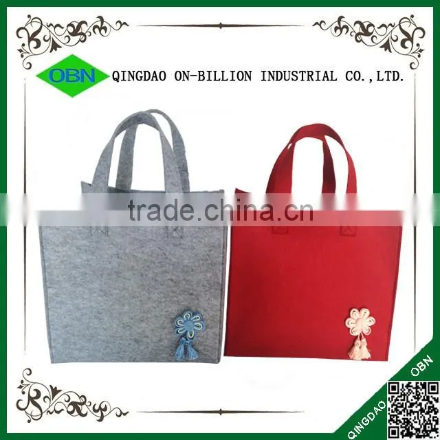 Large handmade grey cheap foldable felt shopping bag