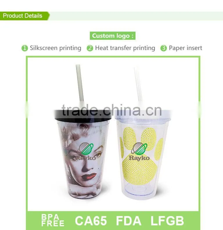 16oz Plastic sport bottle wholesale can change insert paper