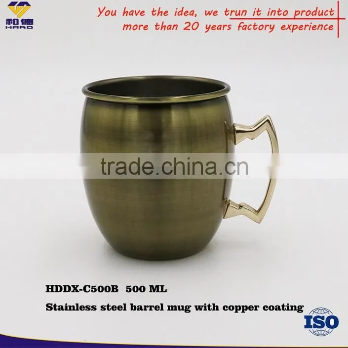 OEM Brushed Finish Copper Mug , SS Mug With Copper Plated