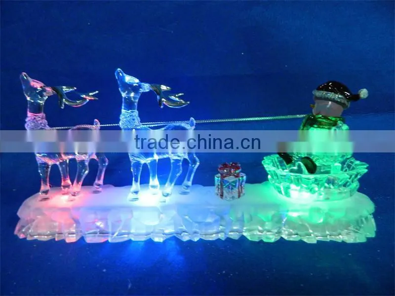 acrylic LED artificial christmas reindeer with snowman music lighting