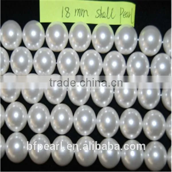 18mm Round Shiny White Genuine Pearls Strands Handmade Shell Jewelry