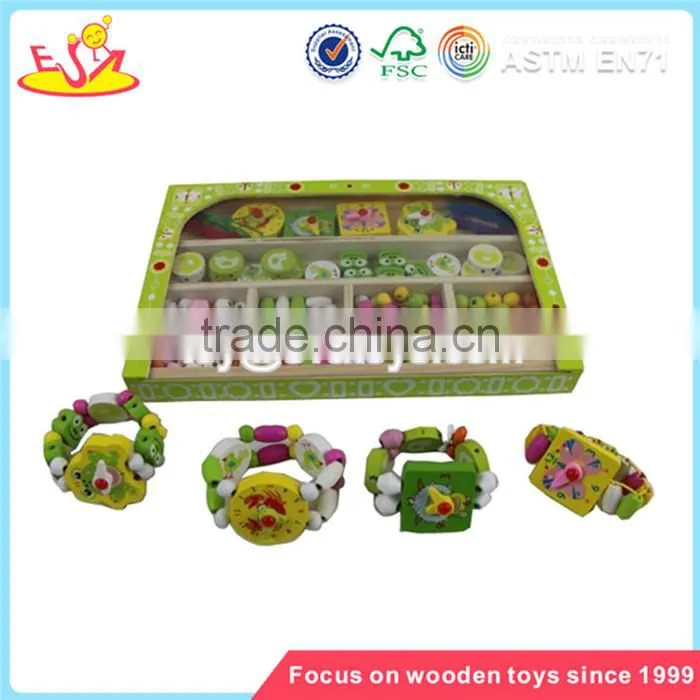 Wholesale DIY beautiful wooden big beads toy funny baby wooden string big beads toy W11E007
