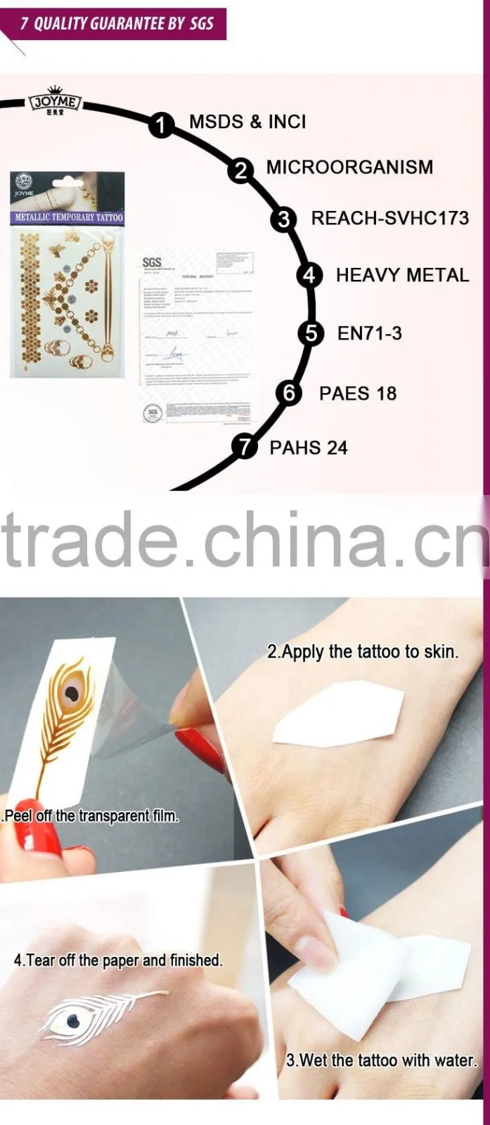 Summer Style Men Women Body Art Gold Metallic Tattoo Sticker