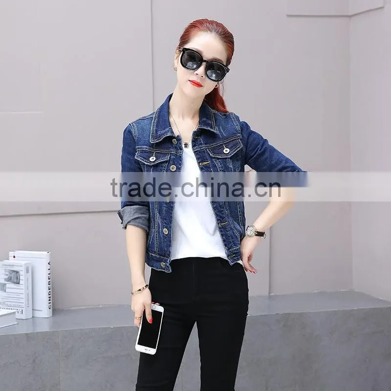Wholesale clothing women's coat fashion winter jacket long sleeve woman denim jacket