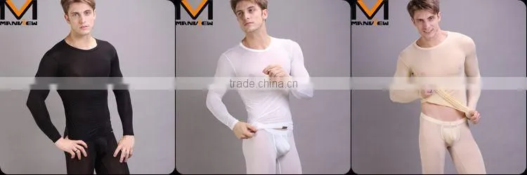 2014 Hot Sale Sexy Thin Men's Bodysuit Underwear Long Sleeve Breathable Body Shaper SM03-12