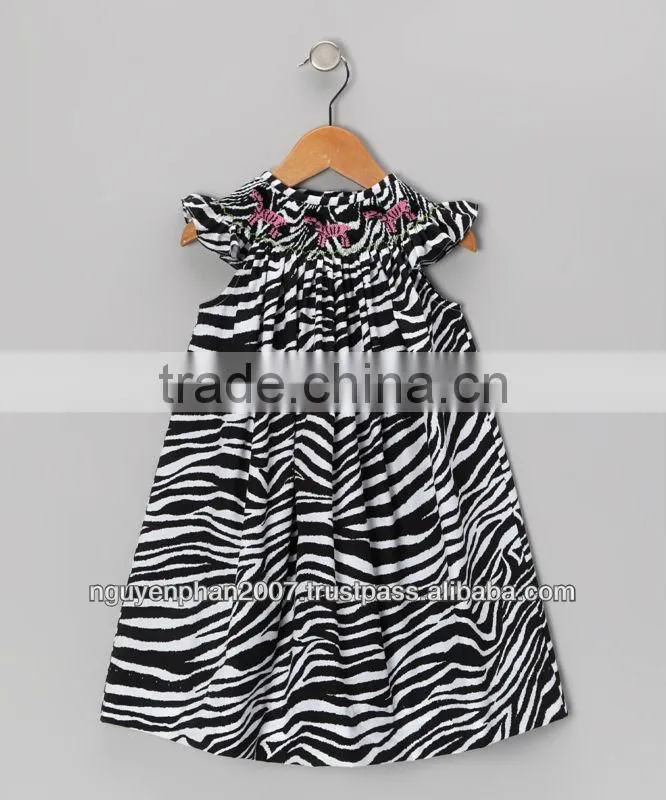 Black zebra smocked bishop dress for girls infant toddler Spring 2014