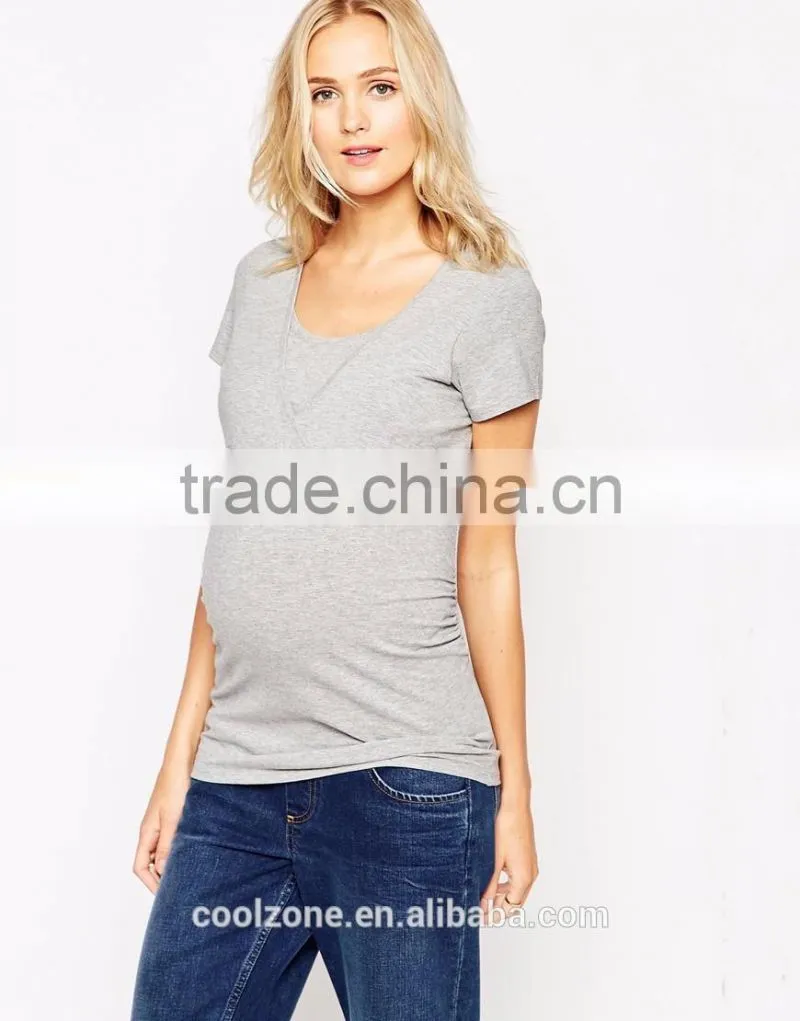 Women slim fit scoop neck maternity tee shirt wholesale blank maternity nursing t shirts
