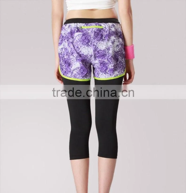 Hot Sale Crossfit High Waist Printed Shorts Sports (Wear) Gym Ladies Tights