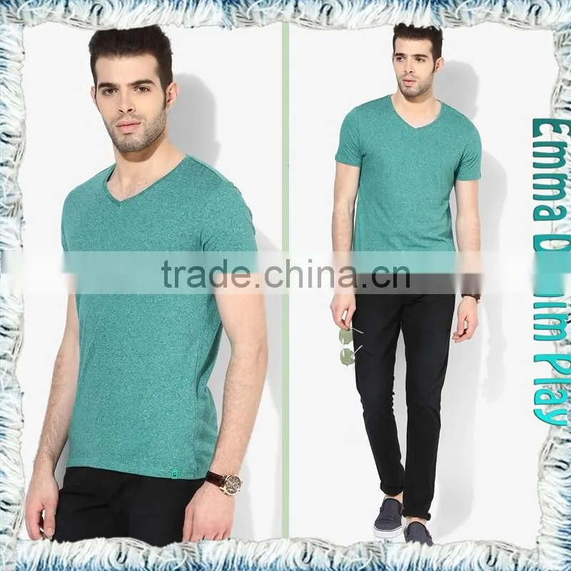 2017 Mens Basic Plain Design Short Sleeves V-Neck T Shirts