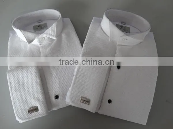 men's washed marcella wing-up collar tuxedo shirt with french cuff and studs