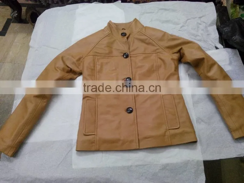 Women leather long coat with front zipper