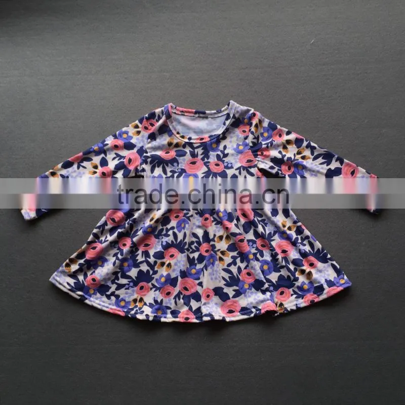 Wholesale Little Girls Frock Design Cotton Dress Long Icing Ruffle Sleeves Fall Clothes For Kids