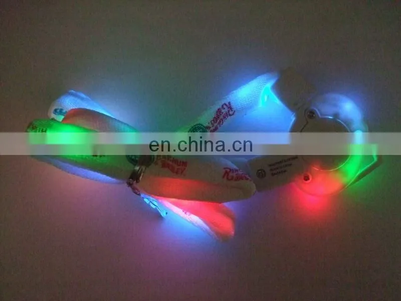 custom led flashing light necklace lanyard,led light up christmas flat lanyard