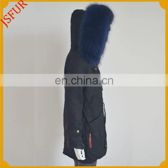 Jsfur Wholesale Hot Style Cotton Fabric Winter Women Parka With Fur
