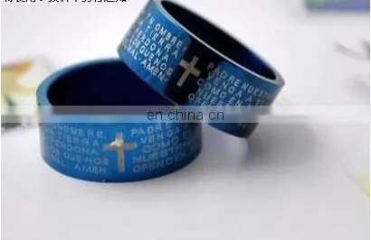New Arrival couple cross ring Bible text titanium steel jewelry rings women mens