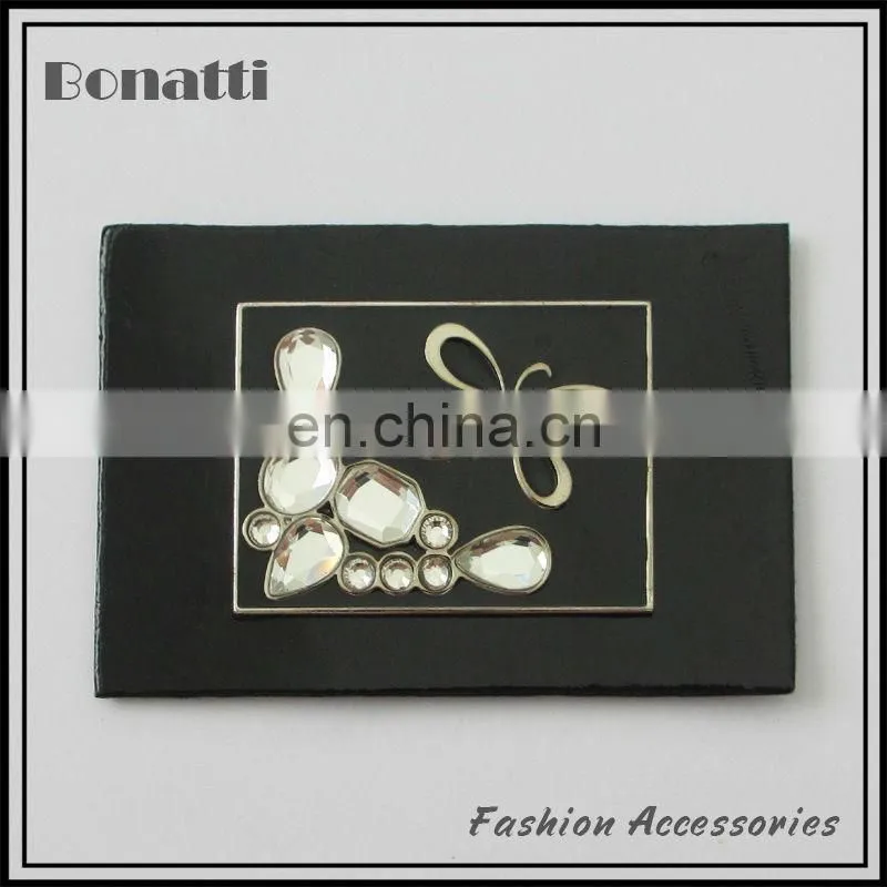 high quality pu leather labels with rhinestone for bags shoes and jeans