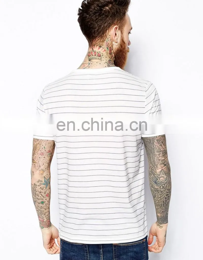 T-Shirt With Stripe/front print custom designs tshirt/high fashion men clothing/model-sc310