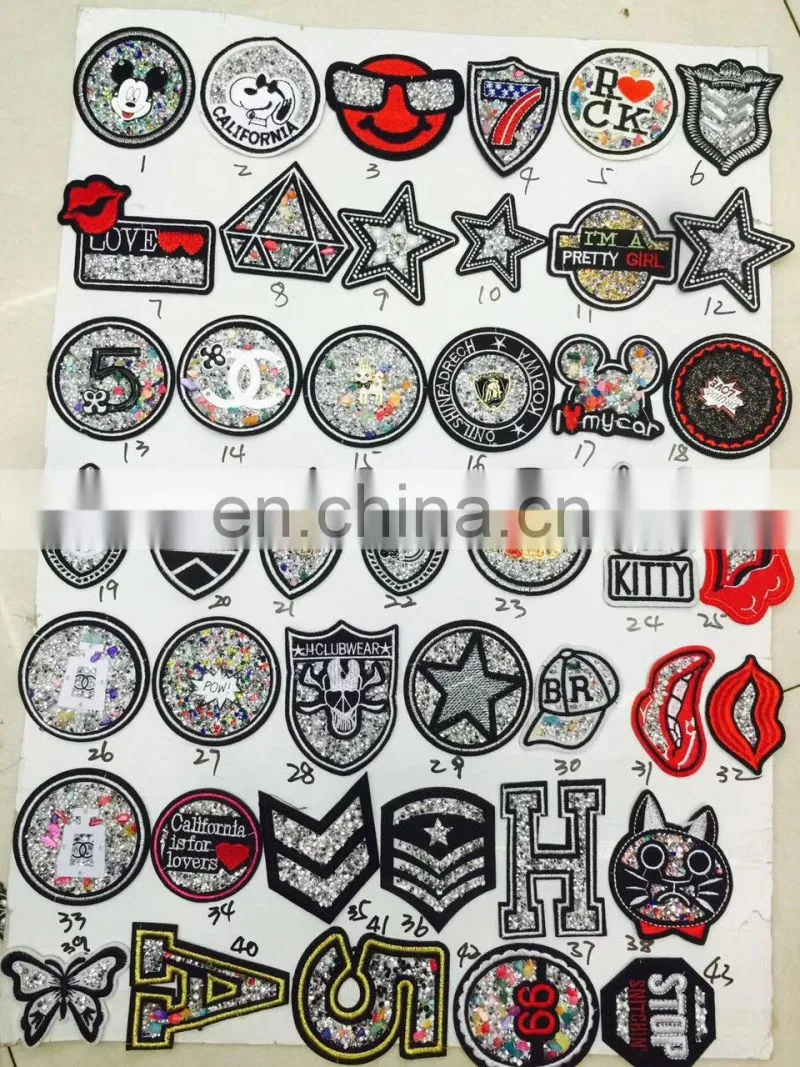 new design popular embroidery rhinestone iron on patch