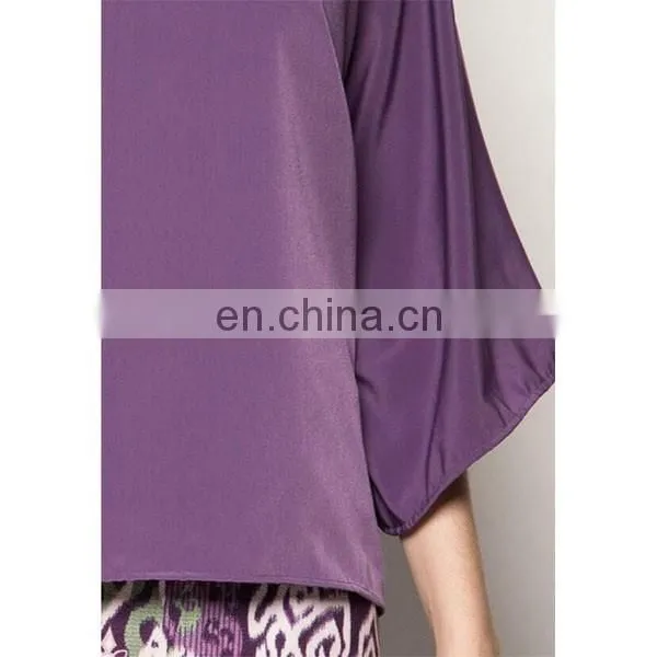 High quality fancy baju kurung latest design 3/4 kimono sleeves muslim top