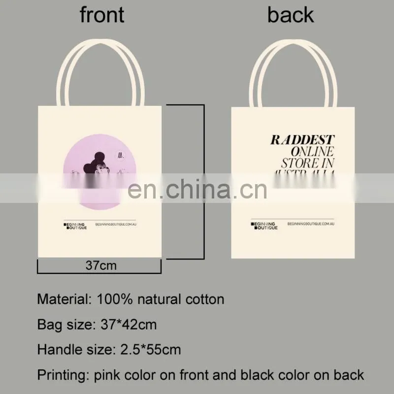 Hot Sale Recyclable Fashion Promotional Plain cotton tote bag