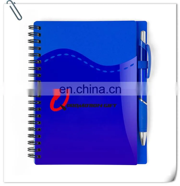 stitch spiral notebook set with pen and wraparound front pockets