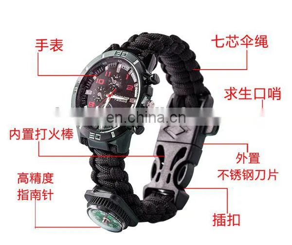 China factory paracord watch survival watch multifunctional sport watch
