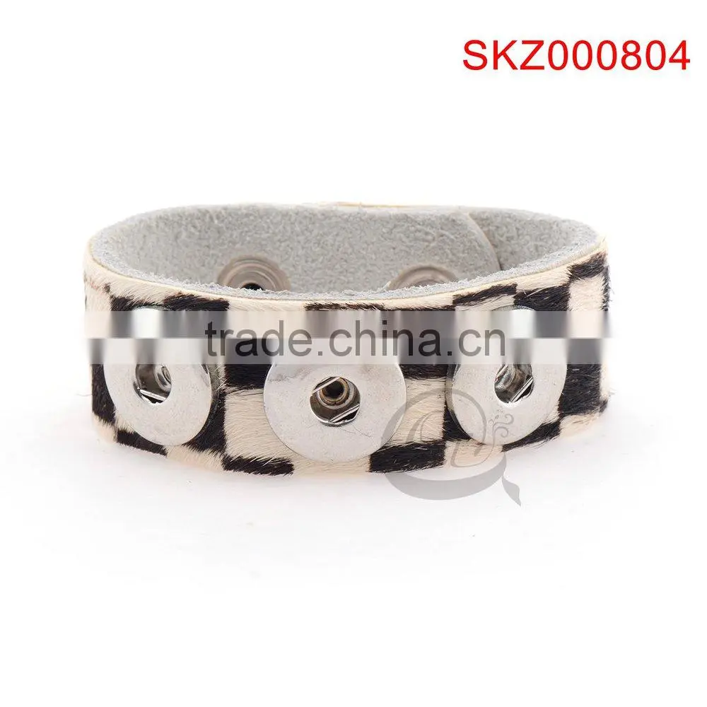 2015 new products leather snap botton owl bracelet