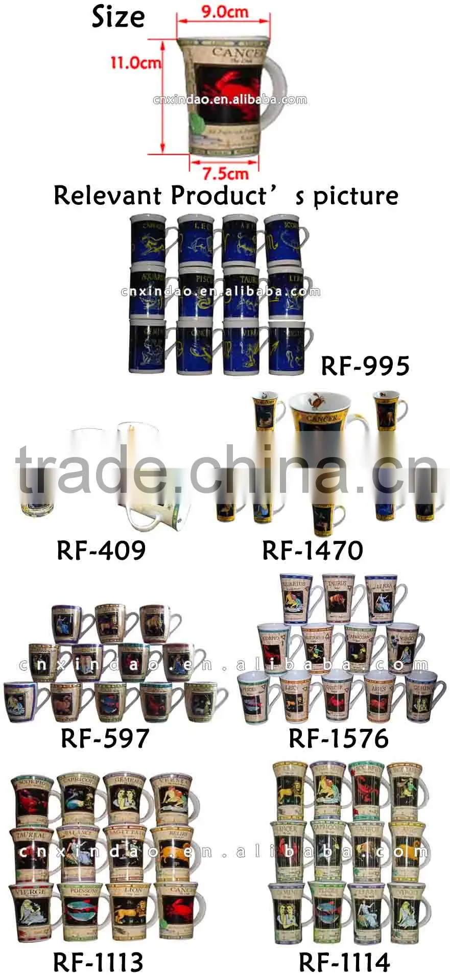 Trump Shape Professional Zibo Manufactured Wholesale Custom Printed Ceramic Coffee Cups for Tableware