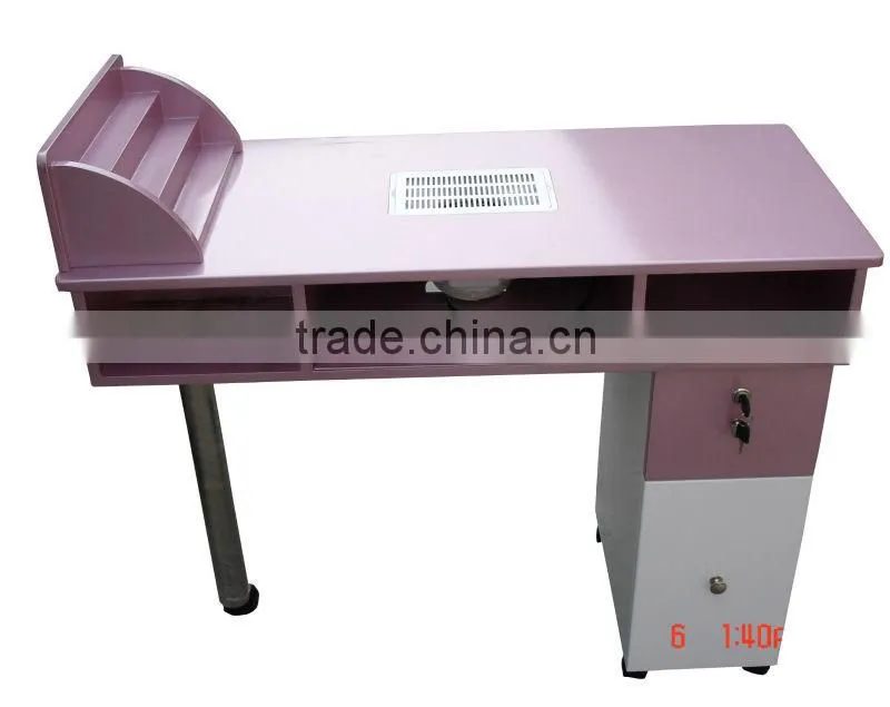Beauty pink manicure table nail salon furniture with suction