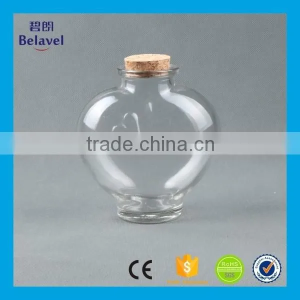 Large size heart shape wishing glass storage bottle with cork