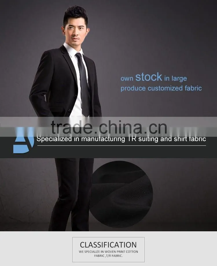 430Gsm (30+25)*32+40D cheap twill black suit fabric 2016