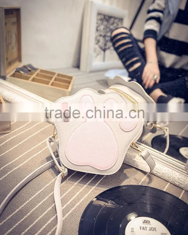 PU shoulder cross body handbags purses ladies bags footprint women bag