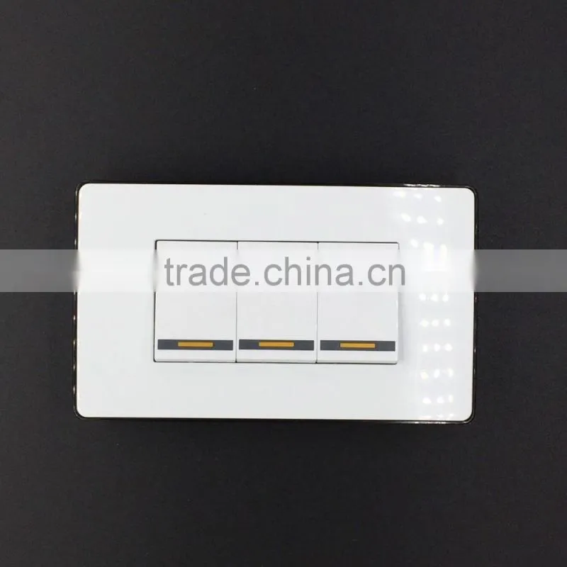 118 series white style three gang lamp switch
