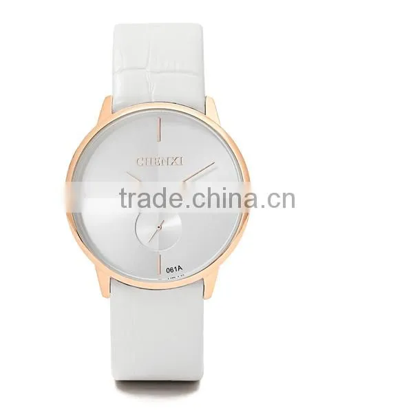 2016 Men Quartz Stainless Steel Back Geniune Leather Wrist Watch