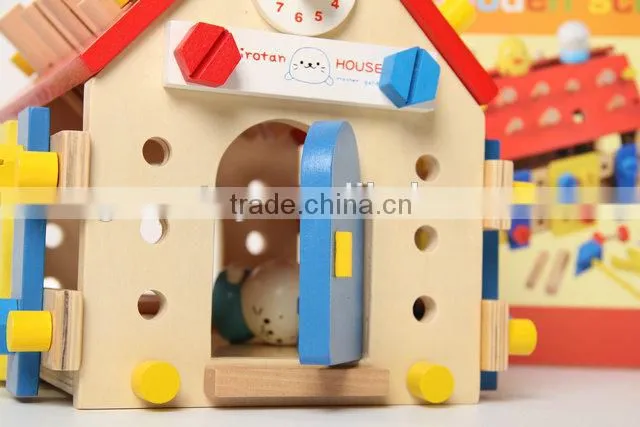 Children small toy wooden screw house