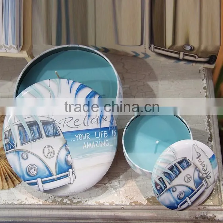 Round aromatherapy candles in tin wholesale/ tin candle/ glass candle with custom printing logo