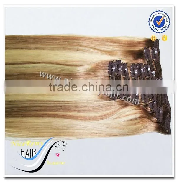 Wholesale clip in human hair extensions piano color hair clip in